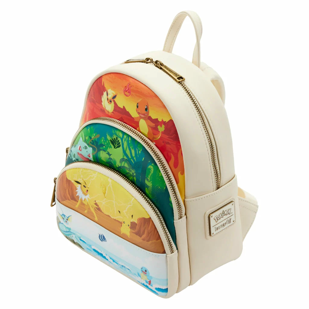 Loungefly Pokémon Elements Triple Pocket Mini Backpack 2 Loungefly Pokémon Elements Triple Pocket Mini Backpack