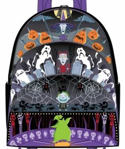 Loungefly Disney Nightmare Before Christmas Triple Pocket Lock Shock Barrel Oogie Boogie Mini Backpack