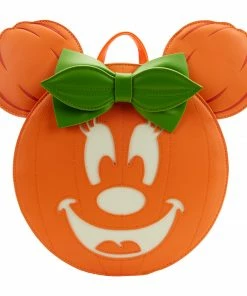 Loungefly Disney Glow Face Minnie Pumpkin Mini Backpack