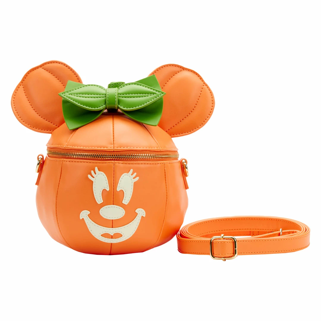 Loungefly Disney Glow Face Pumpkin Minnie Figural Crossbody 1 Loungefly Disney Glow Face Pumpkin Minnie Figural Crossbody
