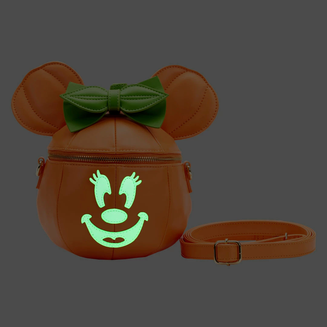 Loungefly Disney Glow Face Pumpkin Minnie Figural Crossbody 2 Loungefly Disney Glow Face Pumpkin Minnie Figural Crossbody