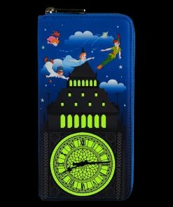 Loungefly Disney Peter Pan Glow Clock Zip Around Wallet