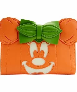 Loungefly Disney Glow Face Pumpkin Minnie Flap Wallet