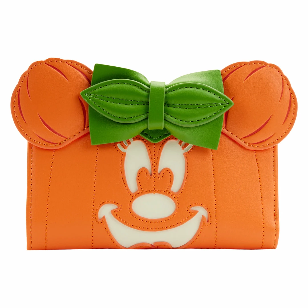 Loungefly Disney Glow Face Pumpkin Minnie Flap Wallet 1 Loungefly Disney Glow Face Pumpkin Minnie Flap Wallet