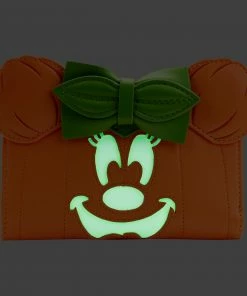 Loungefly Disney Glow Face Pumpkin Minnie Flap Wallet