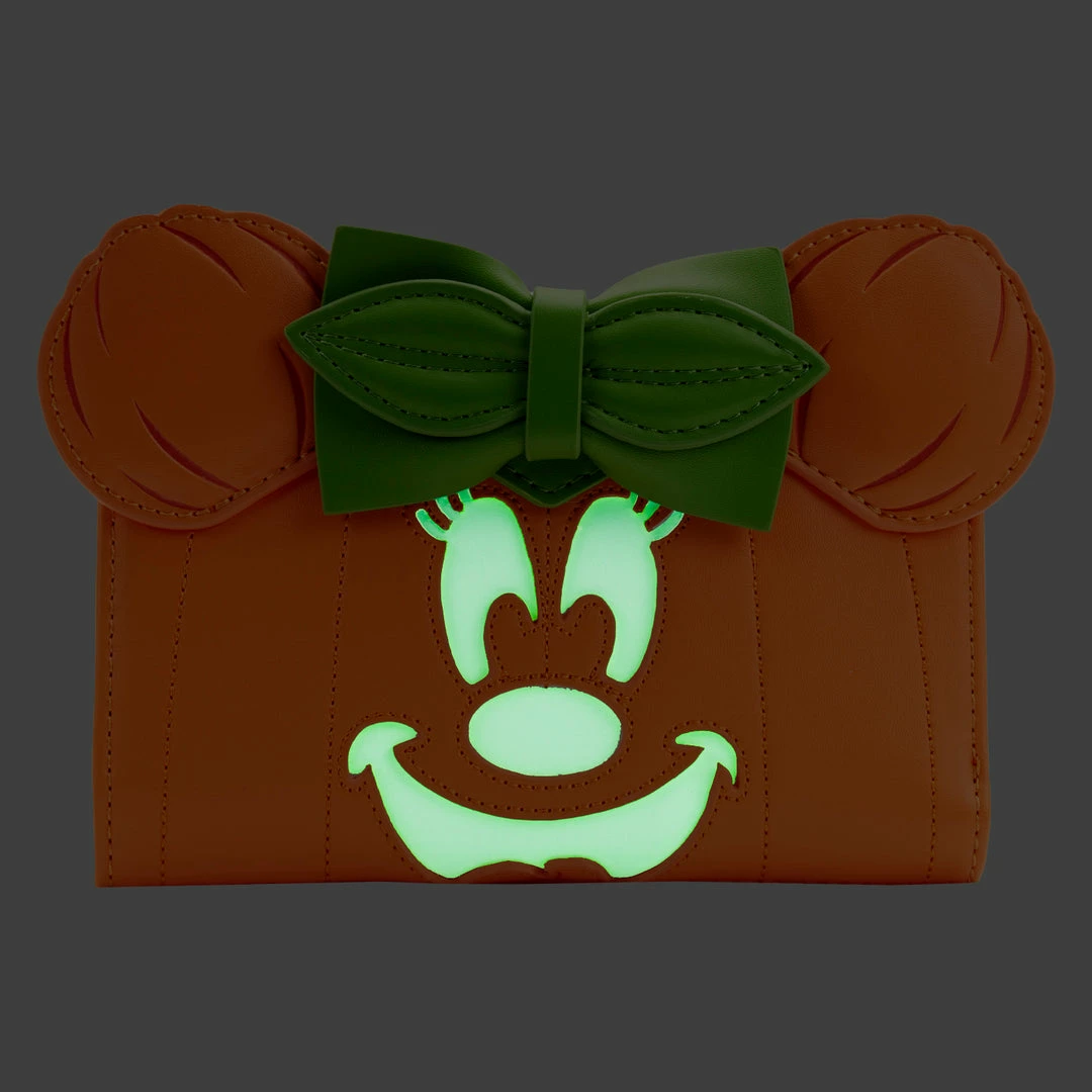 Loungefly Disney Glow Face Pumpkin Minnie Flap Wallet 2 Loungefly Disney Glow Face Pumpkin Minnie Flap Wallet
