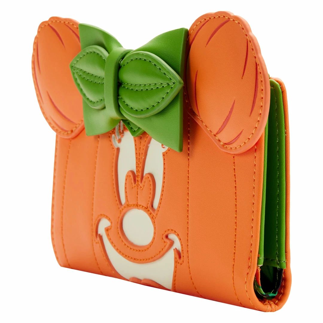 Loungefly Disney Glow Face Pumpkin Minnie Flap Wallet 3 Loungefly Disney Glow Face Pumpkin Minnie Flap Wallet