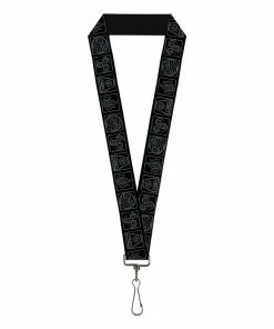 Buckle-Down Avatar The Last Airbender Bending Elements Icons Black And Gray Lanyard
