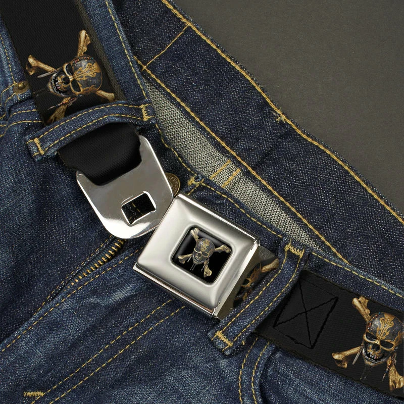 Buckle-Down Pirates Of The Caribbean Dead Man Tell No Tales Skull Icon Seatbelt Belt 2 Buckle-Down Pirates Of The Caribbean Dead Man Tell No Tales Skull Icon Seatbelt Belt