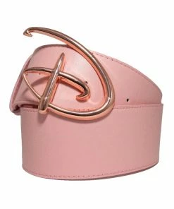 Buckle-Down Disney Signature D Logo Rose Gold Cast Buckle - Pink Strap Belt