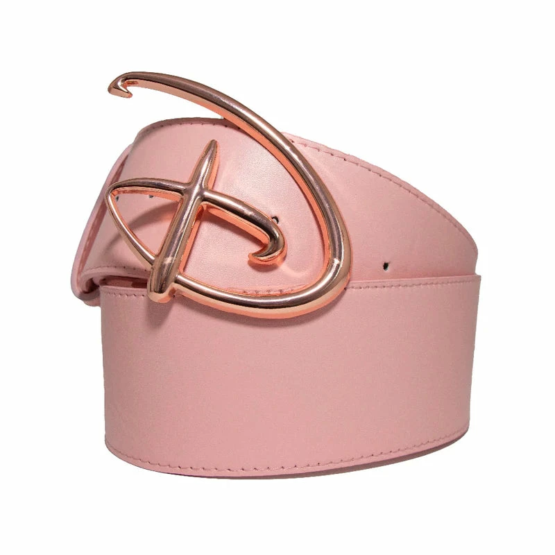 Buckle-Down Disney Signature D Logo Rose Gold Cast Buckle - Pink Strap Belt 1 Buckle-Down Disney Signature D Logo Rose Gold Cast Buckle - Pink Strap Belt