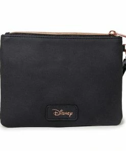 Buckle-Down Women's Wallet Double Pocket Wristlet - Snow White Script Debossed Black With Castle Emblem