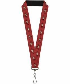 Buckle-Down Pirates Of The Caribbean Jack Sparrow Skull Icon Red Lanyard