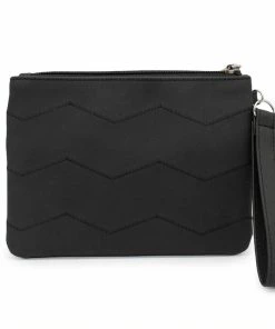 Buckle-Down Women's Wallet Double Pocket Wristlet - Disney Signature D Silver Logo With Chevron Stitch