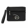 Buckle-Down Women's Wallet Double Pocket Wristlet - Disney Signature D Silver Logo With Chevron Stitch